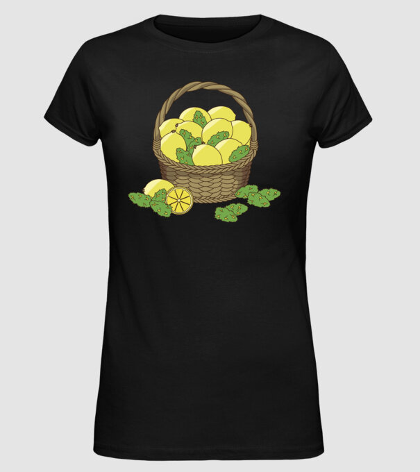 Coș de lămâi model negru pe tricou