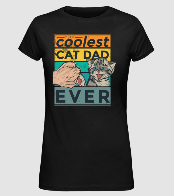 Coolest Cat Dad Ever - Cel mai tare tată cu pisică model negru pe tricou