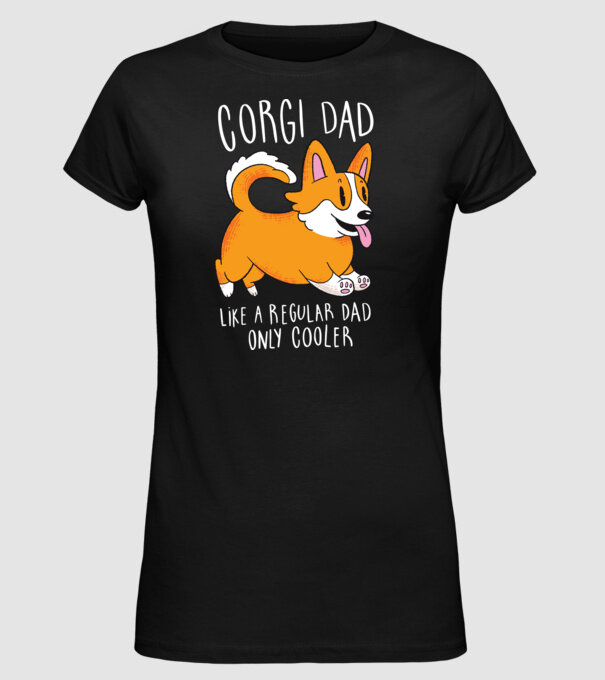 Tată de Corgi model negru pe tricou