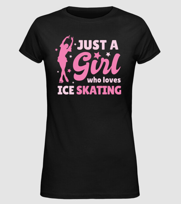 Doar o fată căreia îi place să patineze model negru pe tricou