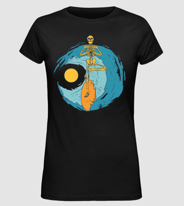 Schelet Surfer model negru pe tricou