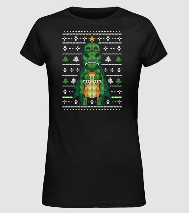 T-rex cu pulovăr urât model negru pe tricou