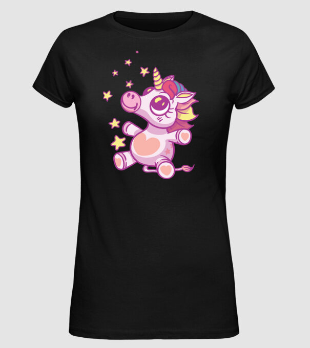 Unicorn drăguț model negru pe tricou