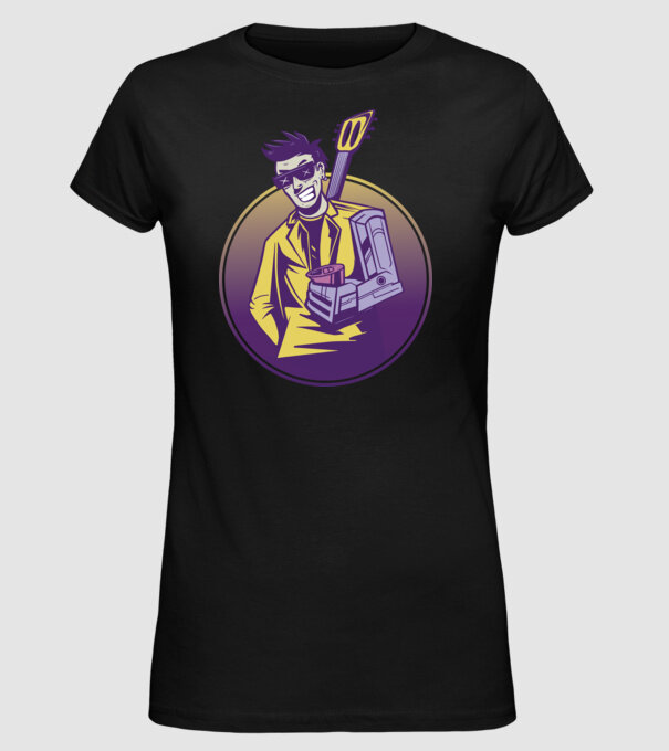 Chitarist Cyberpunk model negru pe tricou