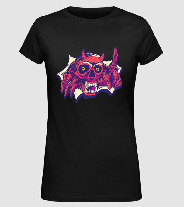 Craniu de Demon model negru pe tricou