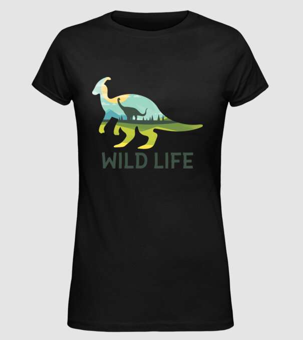 Dinosaur model negru pe tricou