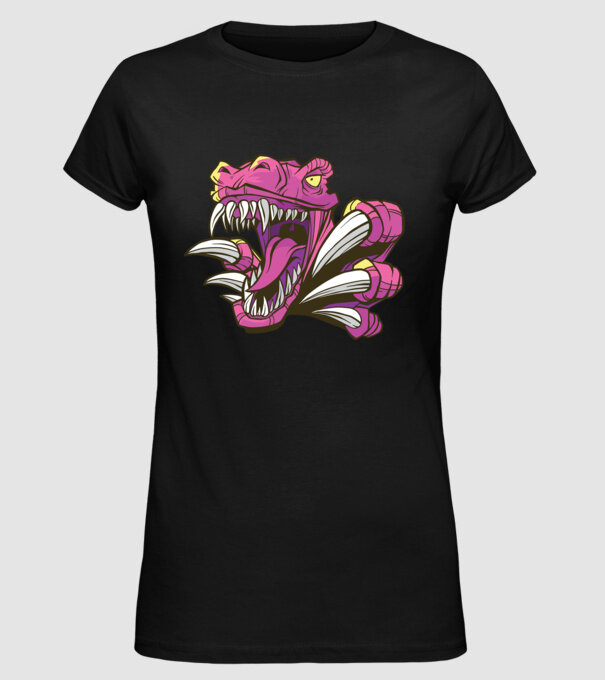Gheare de dinozaur model negru pe tricou