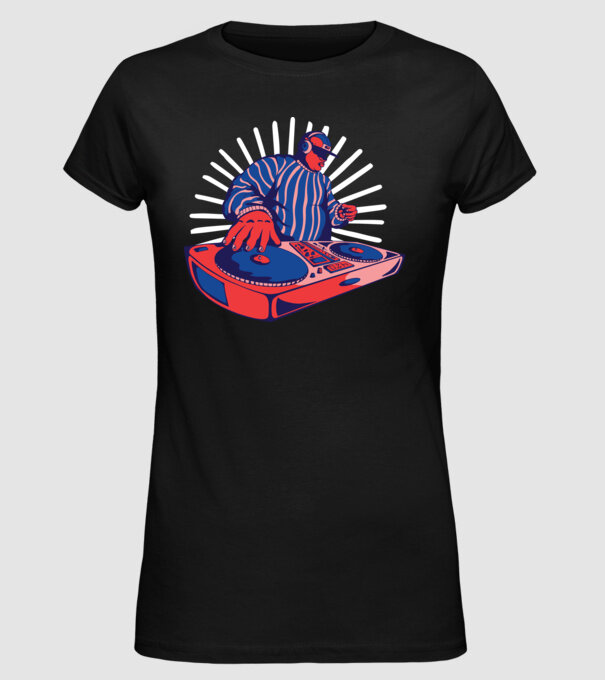 DJ disc jockey model negru pe tricou