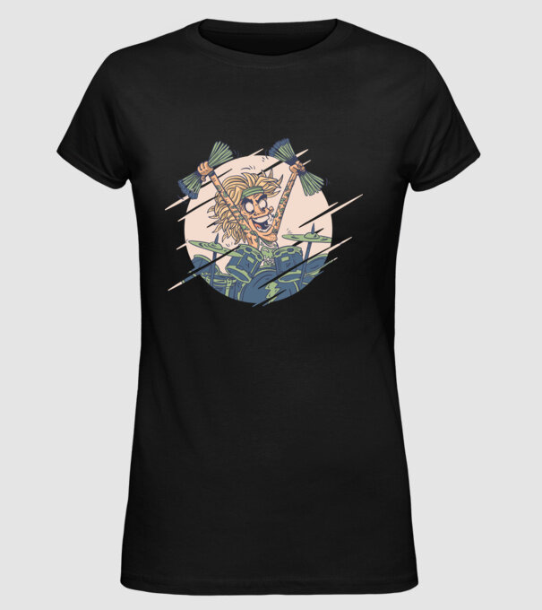Baterist model negru pe tricou