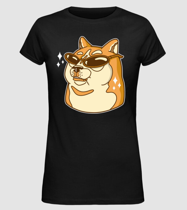 Doge Coin model negru pe tricou
