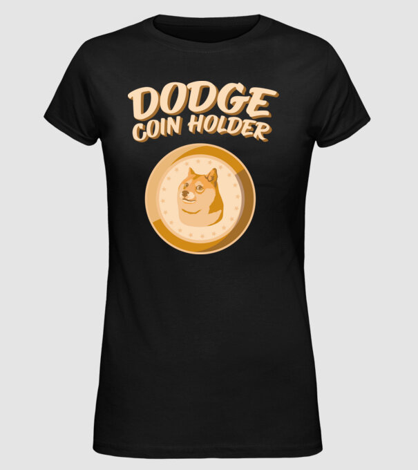 Doge Coin Holder model negru pe tricou