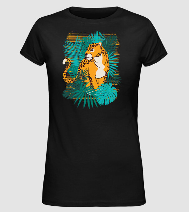 Jaguar junglă model negru pe tricou