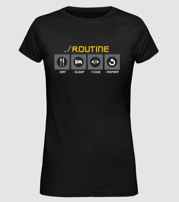 Eat sleep code repeat - rutină zilnică developer model negru pe tricou
