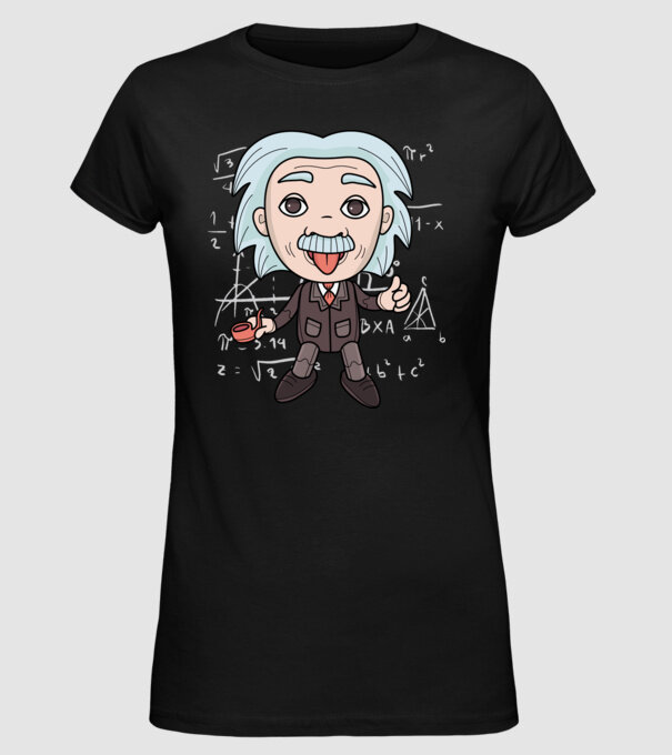 Caricatură Einstein model negru pe tricou