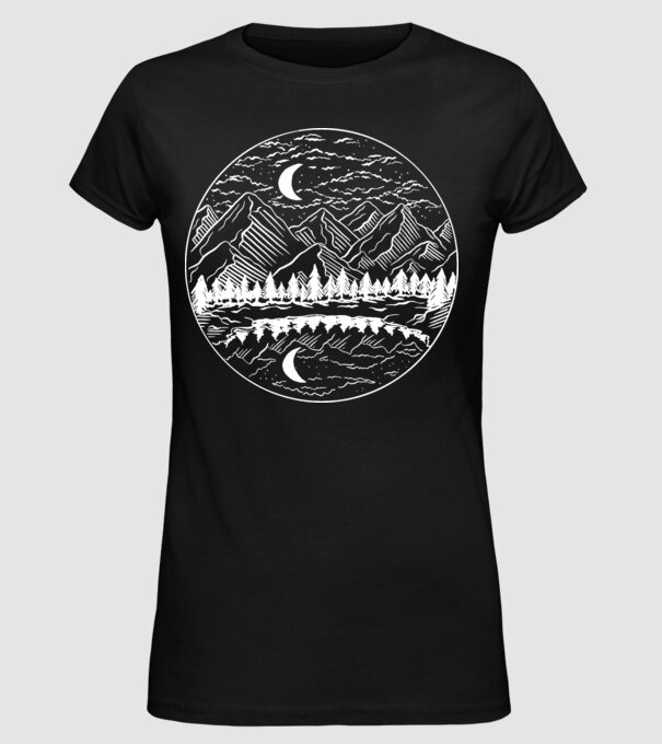 Peisaj de Noapte model negru pe tricou