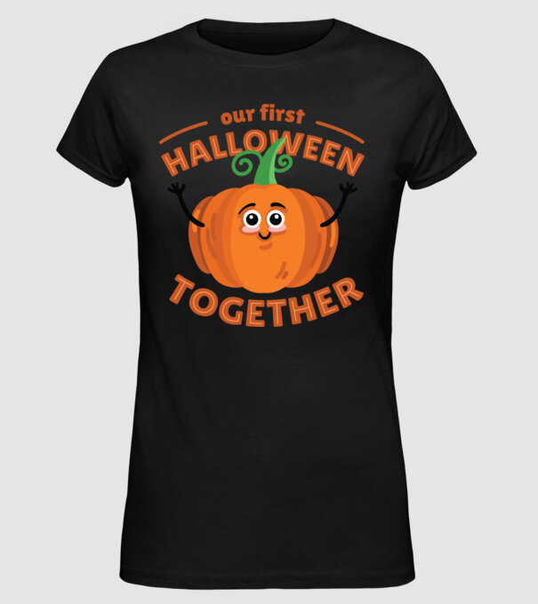 Primul nostru Halloween împreună model negru pe tricou
