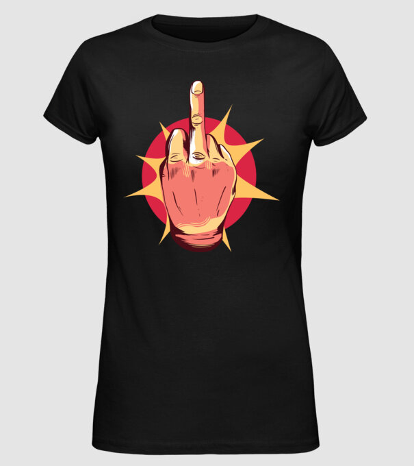 Tricou arată degetul model negru pe tricou