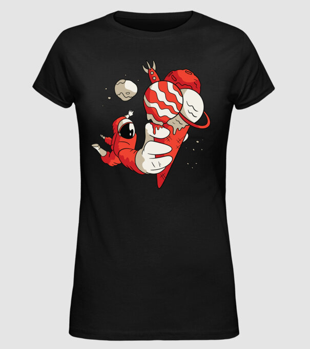 Astronaut cu Înghețată model negru pe tricou