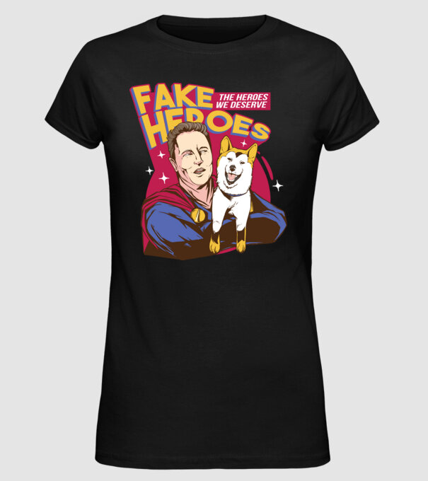 Fake Hero Elon Musk model negru pe tricou