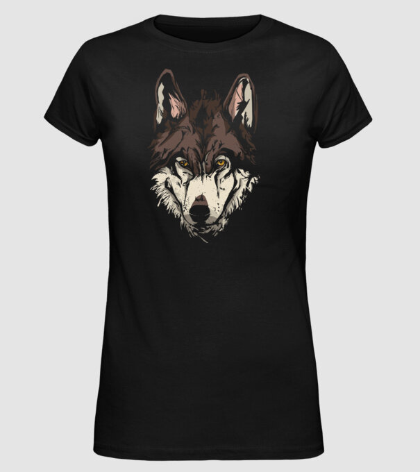 Cap de lup model negru pe tricou