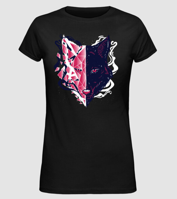 Cap de lup model negru pe tricou