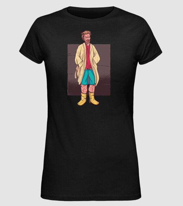 Bărbat în halat model negru pe tricou