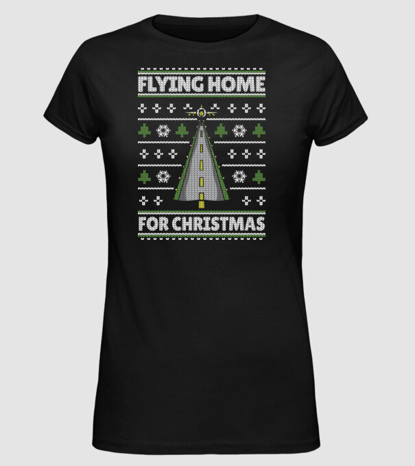 Flying Home for Christmas Pulover urât model negru pe tricou