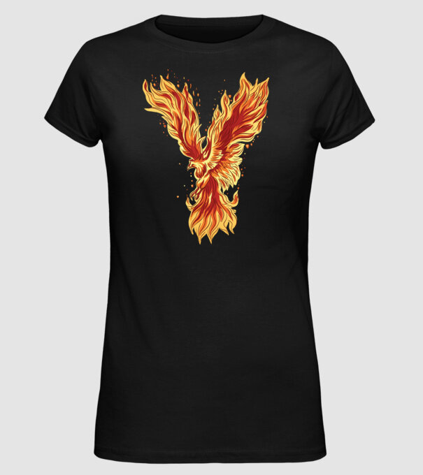 Pasărea Phoenix model negru pe tricou
