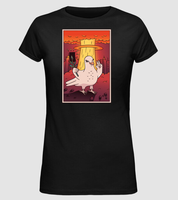 Selfie Porumbel Bombă nucleară model negru pe tricou