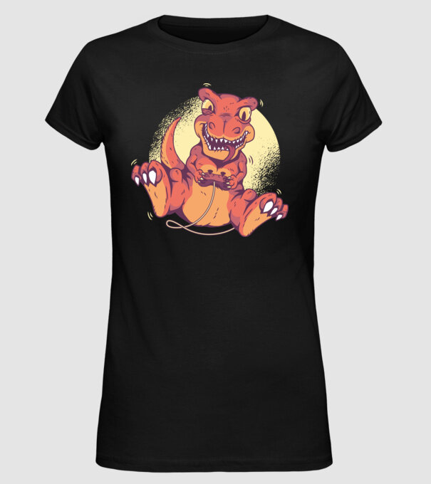 Dinozaur Gamer tricou model negru pe tricou