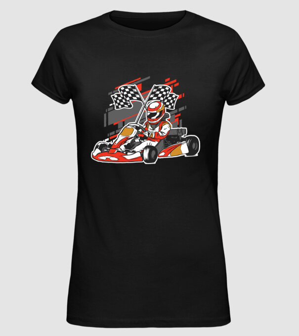 Gokart model negru pe tricou