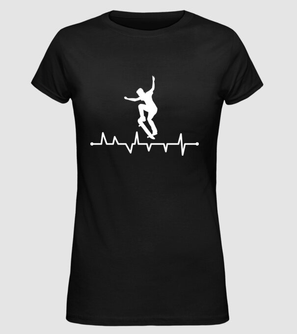 Heartbeat Skateboarder model negru pe tricou