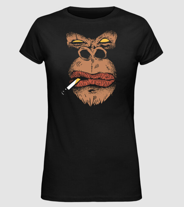 Cap de gorilă cu țigară model negru pe tricou