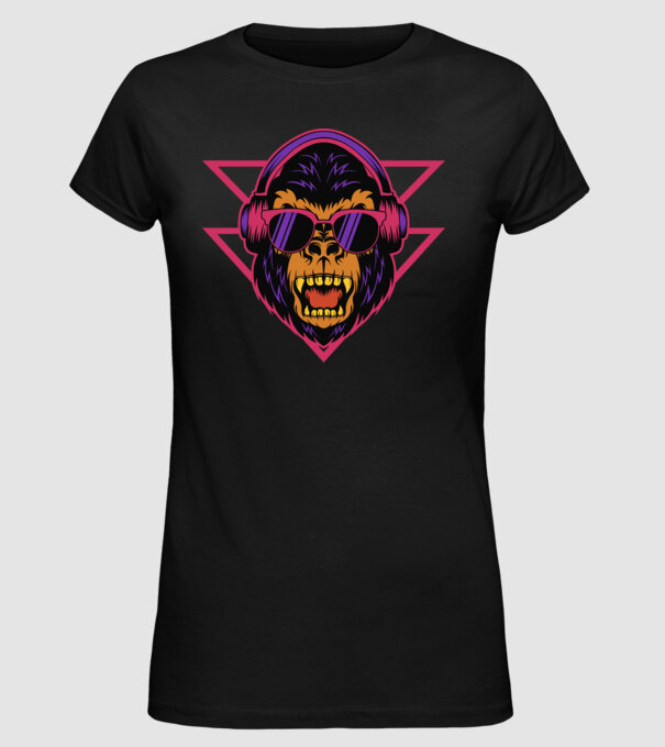 Căști Gorilă dj model negru pe tricou