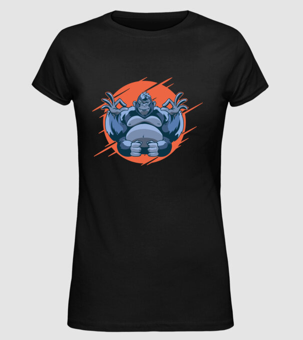 Gorilă Meditație model negru pe tricou