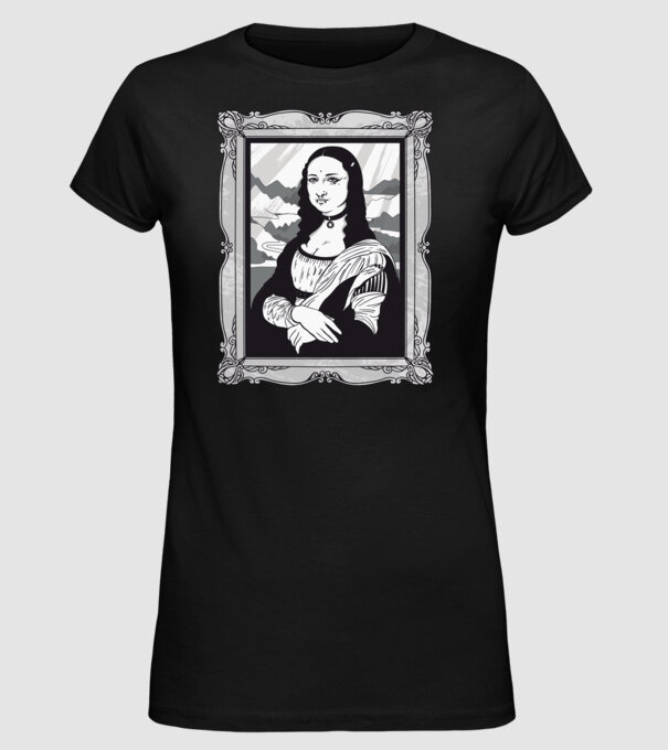 Mona Lisa gotică model negru pe tricou