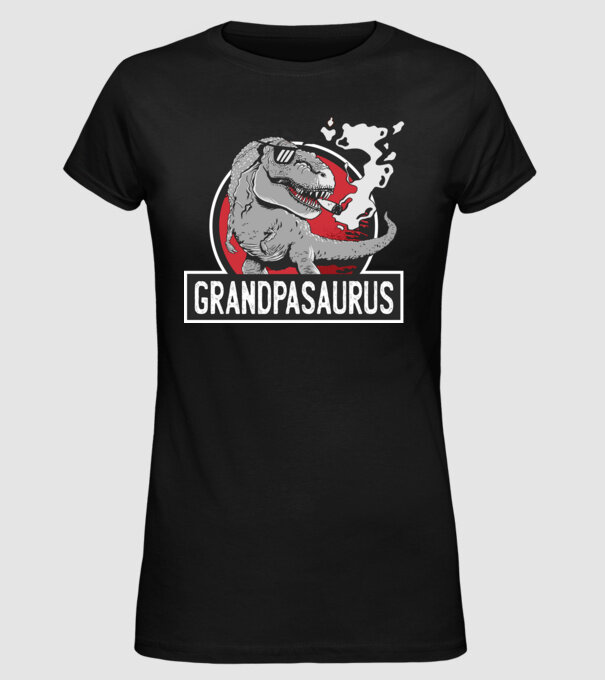 Grandpasaurus T-rex model negru pe tricou