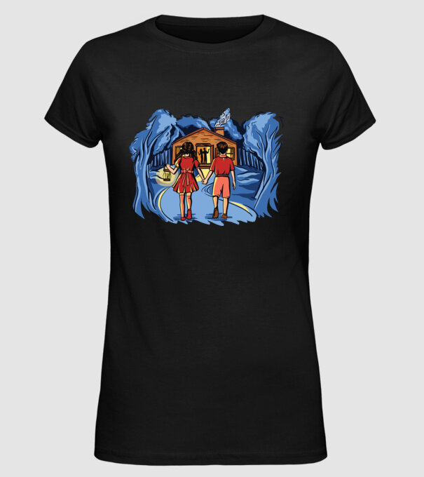 Copii în pădure Poveste model negru pe tricou