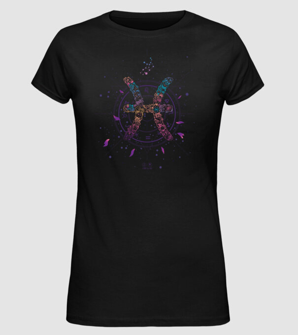 Pisces Zodiac model negru pe tricou
