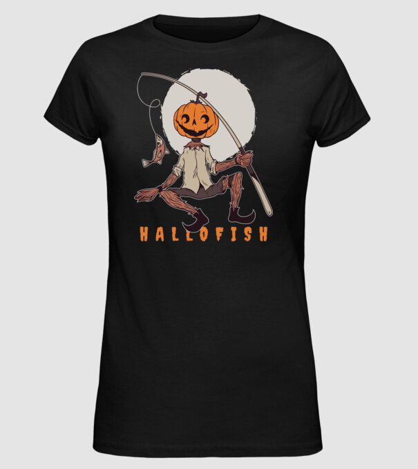 Hallofish - Pescar Halloween model negru pe tricou