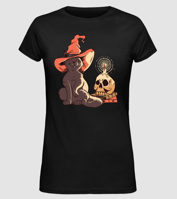 Pisică Halloween model negru pe tricou