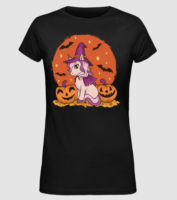 Unicorn Halloween model negru pe tricou