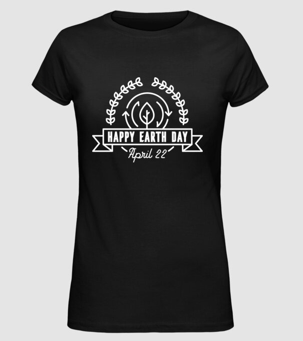 Happy Earth Day - Ziua Pământului model negru pe tricou
