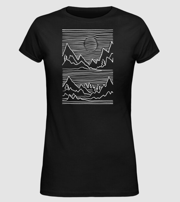 Munți grafică model negru pe tricou