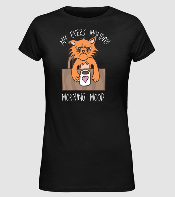 Starea mea de spirit de luni model negru pe tricou