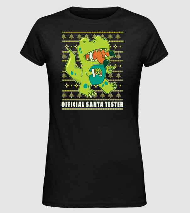 Tester oficial Moș Crăciun model negru pe tricou