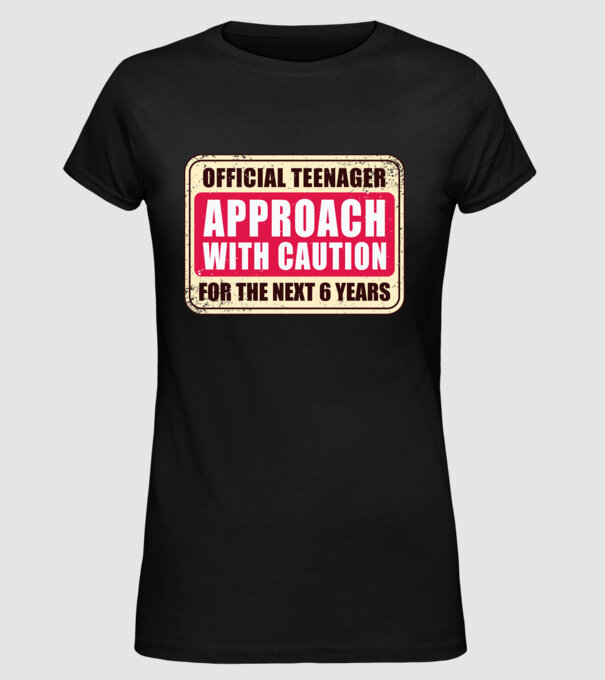 Adolescent oficial Abordați cu prudență model negru pe tricou