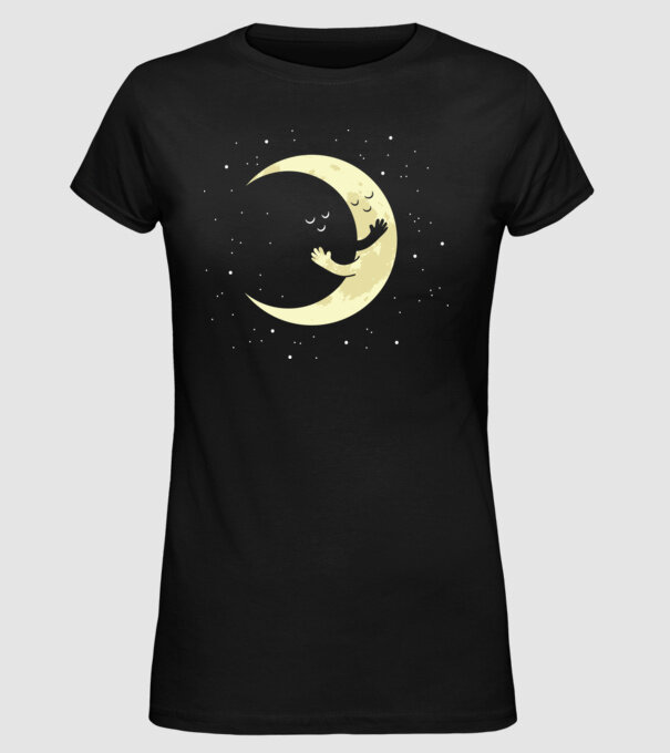 Luna și Soarele îmbrățișare model negru pe tricou
