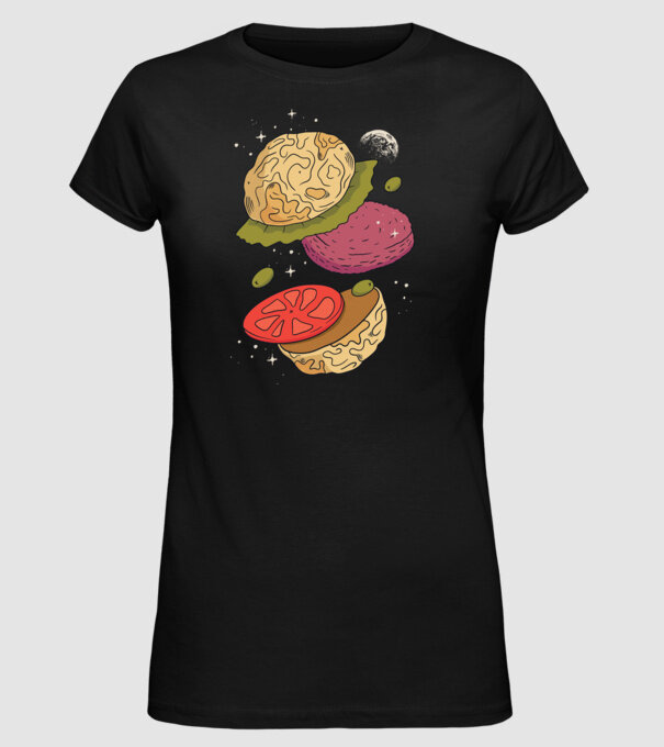 Burger lună model negru pe tricou