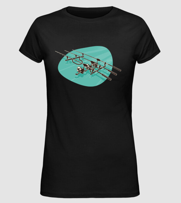Undițe de pescuit model negru pe tricou